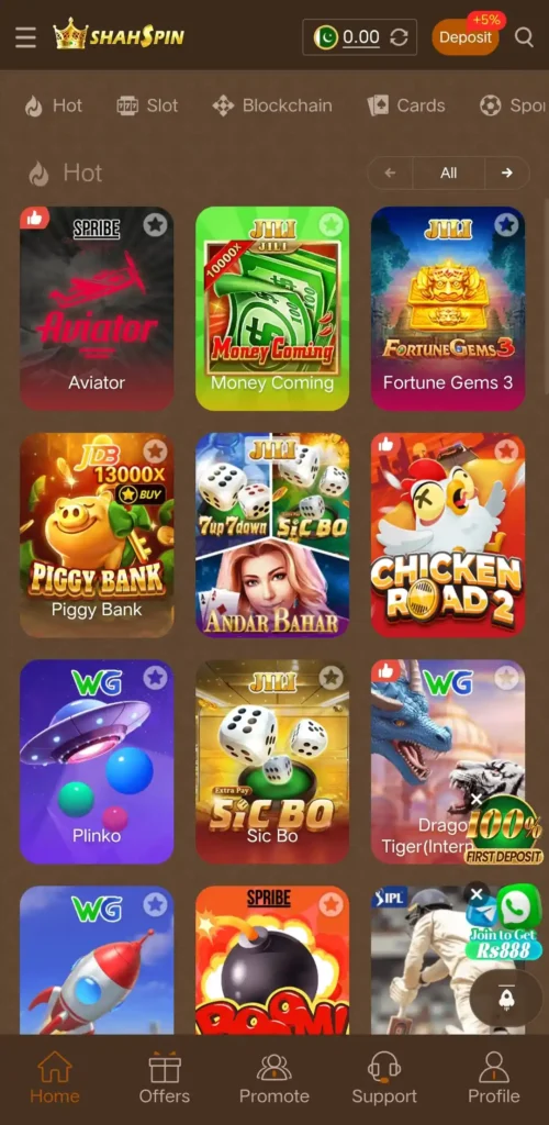 Shah spin list of Games